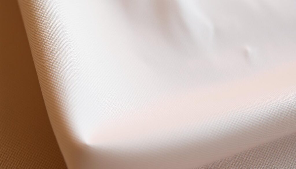 A close-up of a SHEIN fabric swatch, meticulously captured under warm, diffused lighting. The fabric's texture is prominently featured, showcasing its weave, drape, and hand-feel. The swatch is positioned against a muted, neutral background, allowing the material's quality and characteristics to take center stage. Subtle shadows and highlights accentuate the fabric's depth and materiality, conveying a sense of tactile and visual authenticity. The overall composition emphasizes the importance of fabric quality in the fashion industry, inviting the viewer to closely examine and appreciate the craftsmanship of the SHEIN product.