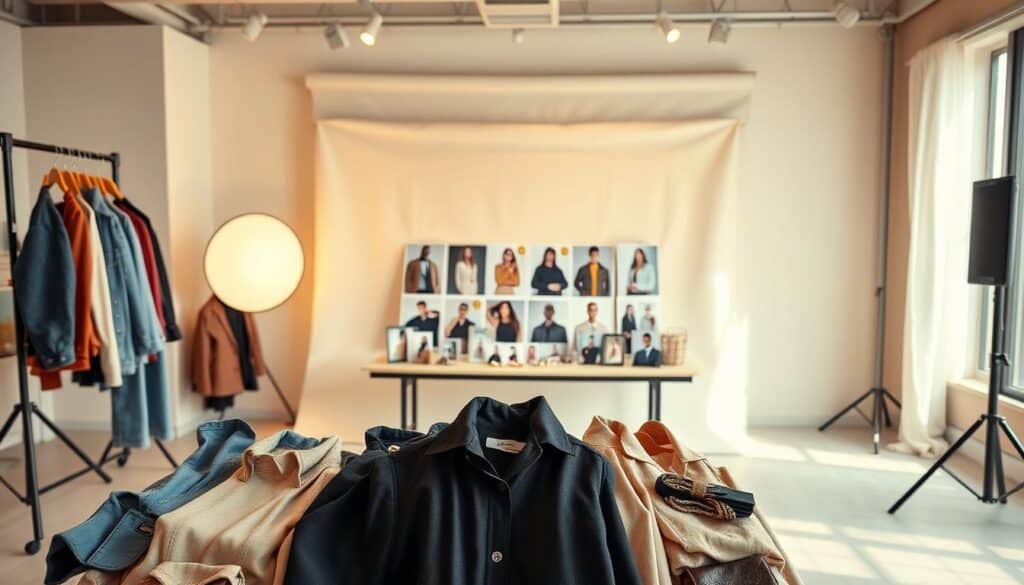 A well-lit studio setting showcasing a collection of customer photos from Shein. In the foreground, an assortment of stylish garments and accessories, neatly arranged to highlight their quality and craftsmanship. The middle ground features a table or display stand, upon which various customer photos are placed, capturing real-life feedback and experiences. The background features a neutral, clean backdrop, allowing the focus to remain on the products and customer testimonials. Warm, natural lighting casts a soft, inviting glow across the scene, emphasizing the high-quality materials and attention to detail. The overall mood is one of authenticity, transparency, and a commitment to customer satisfaction.